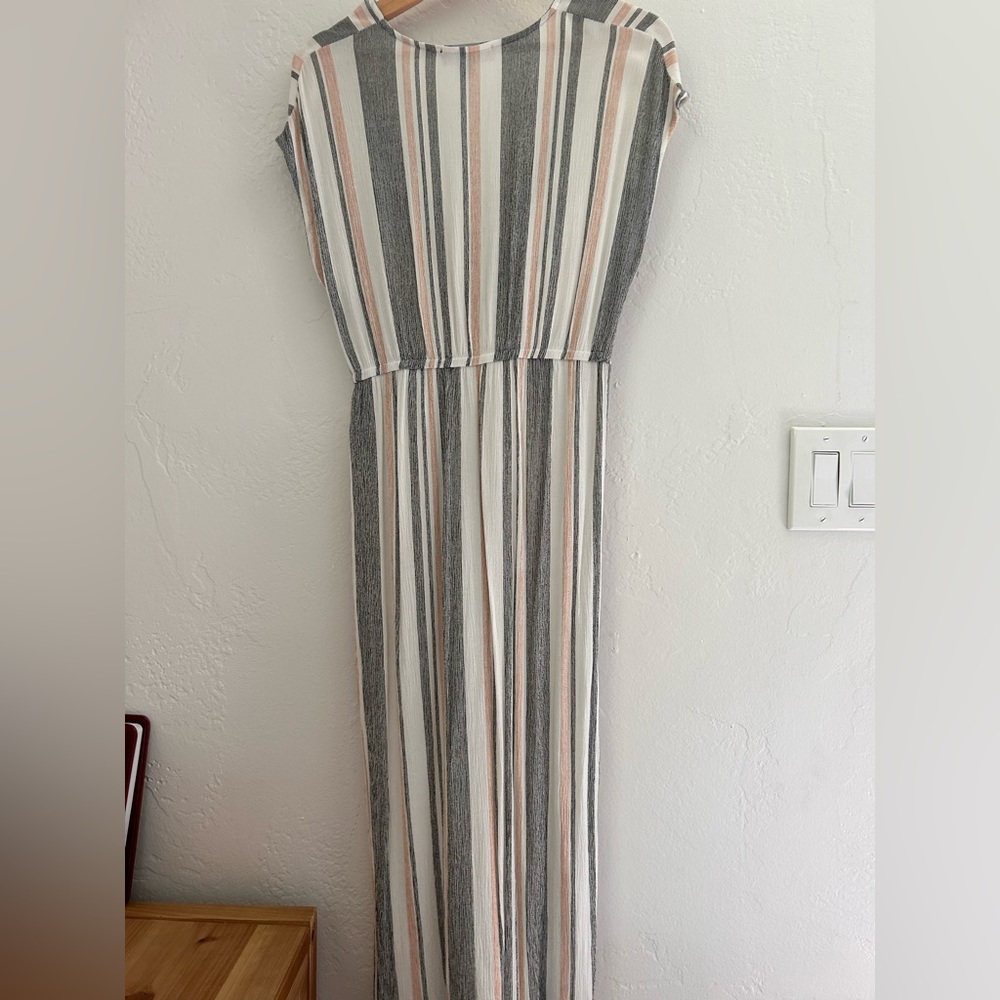 Lulu’s Coastal Grooves White Multi Striped Swim Cover-Up